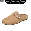 Versión de cuero, suela ultrasuave, cómodos para los pies, sin tacón, sandalias cerradas tipo Birkenstock para mujer con separación de dedos
