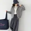 Conjunto de Chaqueta de Punto para Niñas para Otoño e Invierno 2026 Nuevo Estilo Cardigan con Cremallera y Capucha Casual para Estudiantes Niñas
