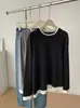 Suéter de punto de algodón puro de color liso, tipo dos piezas, amigable con la piel, cómodo, con una sensación delicada y suave, para mujer en otoño e invierno
