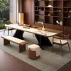 Despejar sala de estar mesa de té grande y larga con sofá estilo chino nuevo madera maciza lujo ligero estilo nuevo de alta gama mesa de té de losa de roca preparar té jefe