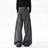 Pantalones Rayados de Pierna Recta Acampanada de Cintura Alta Bordados con Pliegues Estilo Zen Cinta de Kendo Drapeado Pantalones Casuales Vintage