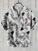 Camisa de Manga Corta con Cuello en V de 3 Botones, Estampado Digital, Paisaje de Carpas 3D Digital con Transferencia de Calor, Transfronteriza Europea y Americana 2024