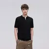 Camiseta tipo polo de punto con textura jacquard de color sólido y manga corta para hombre, estilo callejero europeo y americano de verano, tendencia, con solapa y cremallera