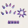 Rombos Multifacetados Estéreo 3D Fantasma Metal Galvanizado Brilhante Manicure Moda Europeia e Americana Cabeça Redonda Amêndoa Unhas Postiças Roxas