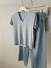 Camiseta Básica de Manga Corta para Mujer Elástica Versátil con Doble Costura Cuello Tipo Huevo Amigable con la Piel Algodón de Arroz Glutinoso Hombro Normal Capa Base Primavera Verano Estilo Coreano Top