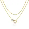 Amazon Diseño de Nicho Sentido Acero Inoxidable 26 Letras Incrustaciones de Diamante Amor Collar en Capas Letra Inicial Cadena Doble Clavícula