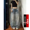 Jeans de Pierna Ancha para Mujer Petite, Tendencia de Invierno Nuevo Estilo, Tiro Bajo, Corte Holgado, Favorecedores para Piernas Gruesas, Corte Recto, Pantalones Largo hasta el Suelo