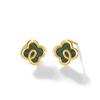 Pendientes de botón Lucky Clover de plata esterlina 925 con diseño de nicho para mujer, ligeros y lujosos pendientes de flores estilo pavo real.