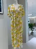 Vestido de Seda de Manga Curta para Mulheres Primavera e Verão 2026 Solto Crepe de Chine Estampado Versátil Roupa de Trabalho Vestido 100% Seda de Amora