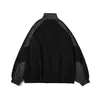 Chaqueta de Otoño e Invierno 2024 con Costuras de Color Contrastante Estilo Retro Cuello Alto para Hombre Marca de Moda Estilo Preppy Holgado Chaqueta Casual para Parejas