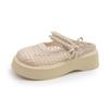Pantuflas de Tacón Alto, Zapatos de Mujer con Tacón Grueso y Punta Cerrada, Medias Zapatillas Francesas, Nuevos Zapatos Perezosos de Verano 2025, Zapatos de Malla de Una Pierna