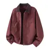 Chaqueta de Trabajo Detroit Colorblock con Solapa para Hombre Otoño Retro Americano Lona Fina para Exteriores Chaqueta Casual Marca de Tendencia
