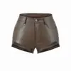 Pantalones Ajustados Sexy Estilo Americano de Cintura Alta Levanta Glúteos, Pantalones Cortos Calientes Ajustados al Cuerpo Estilo Puro Deseo, Pantalones Cortos de Cuero que Realzan las Caderas para Mujer, Nueva Colección Primavera 2026