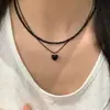 Collar coreano Dongdaemun de doble capa con cuentas de corazón para mujer, diseño de nicho de verano, cadena para clavícula elegante y versátil