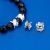 Plata de Ley S925 Retro Soporte de Flores de Doble Cara Seis Caracteres Mantra Sombrero de Flores Accesorios Pulsera de Cristal con Cuentas Hecha a Mano DIY Joyería