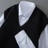 Nuevo chaleco de punto para hombre con cuello en V de lana pura, chaleco de punto sin mangas casual de negocios otoño/invierno, suéter interior de moda