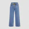 Nuevos jeans de pierna ancha rectos holgados clásicos versátiles sexy con cordón estilo europeo y americano transfronterizos Amazon TK