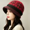 Sombrero de Lana para Madre de Mujer de Edad Media y Mayor de Otoño e Invierno con Pelo de Conejo, Sombrero para Señora Mayor, Sombrero Cálido para Abuela de Mujer con Forro de Lana de Invierno