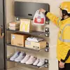 Estante de Almacenamiento para Entregas Montado en la Pared sin Taladro con Adhesivo de Ventosa, Estante de Almacenamiento Multifuncional para Paquetes y Artículos Varios en la Puerta
