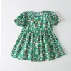 Vestido para niña estilo coreano, con forma de corazón, calado, estampado floral, 100% algodón, de manga corta, nuevo modelo verano 2026