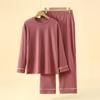 Calças femininas de mangas compridas, pijamas, terno, veludo, home wear, terno de duas peças, primavera e outono, forrado de lã, roupas quentes de outono e inverno, home wear