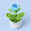 Planta en Maceta Mini Rosa Tejida de Lana Hecha a Mano Transfronteriza Adornos Tejidos para Escritorio de Coche Regalos para Niñas