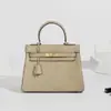 Bolso Kelly de Piel de Vaca de Primera Capa, Bolso de Mano de Cuero Genuino, Bolso de Mujer de Gama Alta para el Trabajo, Bolso Cruzado de Hombro de Cuero Genuino