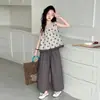 Conjunto de Pantalones Anchos Sueltos de Verano para Niñas 2025 Nuevo Elegante Moda para Niña Top sin Mangas Conjunto de Dos Piezas para Verano