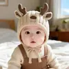 Chapéu Vermelho de Ano Novo Proteção para Ouvido de Bebê Aba Larga Chapéu de Tricô Aconchegante e Quente Chapéu de Proteção para Ouvido para Outono e Inverno para Crianças Pequenas