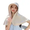 Novo Chapéu de Sol de Verão para Mulheres, Chapéu de Praia com Proteção Total e Aba Larga, Lenço para Cobrir Rosto e Pescoço, Chapéu de Sol Anti-UV