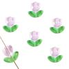 Pétalos de tulipán de vidrio con degradado colorido, hojas de flores, material de cuentas para bricolaje, pulseras, pendientes, accesorios de joyería