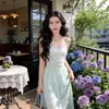 Vestido Dulce de Estilo Francés con Tirantes de Mariposa, Ambiente de Vacaciones de Verano, Ceñido a la Cintura, Adelgazante, Vestido de Playa sin Espalda
