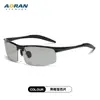 Óculos de Sol de Alumínio-Magnésio para Homens, Óculos de Sol com Meio Aro de Metal para Dirigir 8177, Óculos de Sol Polarizados que Mudam de Cor para Esportes de Ciclismo