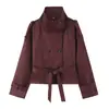 Ropa de Mujer Transfronteriza 2026 Moda Europea y Americana Textura de Terciopelo Suelta con Cinturón Chaqueta Abrigo Mujer B126229