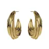 Pendientes Largos He Ming Jewelry Estilo Punk de Metal Brillante Rayados en Forma de C para Mujer, Pendientes de Alta Gama con Personalidad Exagerada