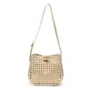 Yuezi 2026 Nova Bolsa de Praia de Verão com Design Vazado de Ombro Único, Bolsa de Ombro Grande e Versátil na Moda para Mulheres
