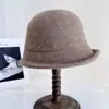 Sombrero de Pescador de Ala Ancha con Forma de Espiga de Trigo Estilo Nacional Retro, Gorro de Punto de Lana Australiana para Otoño e Invierno, Sombrero de Cubo con Hilo Dorado y Plateado