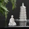 Adornos para Mascotas de Té Cerámica de Té Zen Arena Púrpura Pequeño Monje Juego de Té Bandeja de Té Maceta Accesorios Tanque de Peces Paisaje