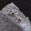 Vintage Elegante Zircão Verde Cruz Coroa Brincos Feminino Nicho Frio Estilo Leve Luxo Brinco Fivela de Orelha Brinco Stud