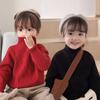 [em estoque outono e inverno novo gola alta meia versão coreana de suéter para meninos e meninas bebê cor sólida estilo estrangeiro suéter versátil para se aquecer