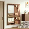 Espejo de tocador de panel perforado de madera maciza, espejo de cuerpo entero oculto, deslizante, uso doméstico, cerrable, espejo de pared para recibidor