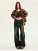 Calça Jeans Preta Wide Leg para Mulheres, Novo Estilo Primavera e Outono 2025, Perna Reta, Emagrecedora, Cintura Alta, Solta, Nicho, Calça de Comprimento Total