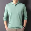 Camisa polo de manga comprida de outono para homens, camisa polo versátil de alta qualidade para negócios casuais para homens de meia-idade, atacado