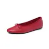 Bailarinas de Piel de Oveja de Primera Capa para Mujer Zapatos Planos Individuales Nuevo Estilo Otoño/Invierno Cuero Genuino por Dentro y por Fuera Punta Redonda Moño Boca Baja Botines Individuales para Mujer