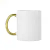 Taza electroplateada con transferencia de calor y asa dorada, taza de cerámica con recubrimiento para sublimación, taza de café retro estilo nórdico en dorado y plateado
