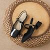 Sandalias Mary Jane Francesas de Punta Cuadrada para Mujer, Moda de Verano, Punta Cuadrada, Tacón Medio, Tacón Grueso, Elegantes con Falda, Zapatos de Noche