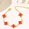 Pulsera de Trébol de Cuatro Hojas de la Suerte de Venta Caliente Transfronteriza Europea y Americana Resistencia Bicolor Xiyin temu Pulsera de Trébol de Cuatro Hojas de Venta Caliente Venta al por Mayor