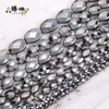 Transfronterizo Nuevo Producto Piedra Biliar Negra Natural Cuentas Facetadas Oblatas Color Natural Accesorios para Joyería Hecha a Mano DIY