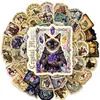 50 Piezas de Pegatinas Retro de Gato Mágico, Pegatinas de Decoración para Diario de Libro Mágico de Gato Mago, Nuevas Pegatinas de Graffiti Impermeables Transfronterizas