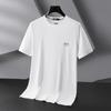 Nova camiseta de manga curta de verão masculina bordada, moda meia-idade e jovem, camiseta solta de manga curta da moda, gola redonda masculina 7067